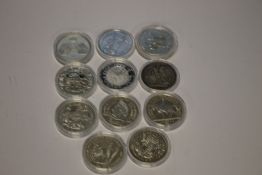 ELEVEN SILVER CROWNS to include 1890, 1937 and various modern commemoratives (11)