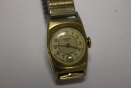 AN ART DECO STYLE 'MEDANA SPORT' mid size rolled gold cased wrist watch, on late expanding strap