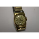 AN ART DECO STYLE 'MEDANA SPORT' mid size rolled gold cased wrist watch, on late expanding strap