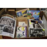 A BOX OF MISCELLANEOUS EPHEMERA to include newspapers, photographs, railway interest prints, trade