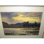 WINSTON MEGORAN (1913-1971). A mountainous lakeland scene. Signed lower right, watercolour, framed