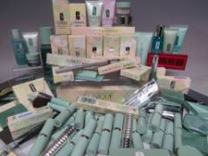 A LARGE COLLECTION OF CLINIQUE MAKE UP AND SKIN CARE ETC, to include body wash, eye shadow, lip