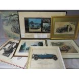A COLLECTION OF BENTLEY AND MOTORING THEMED PICTURES AND PRINTS, to include a vintage Rolls Royce 20