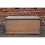 A VINTAGE TWIN HANDLED PINE BLANKET BOX, W 86 cm