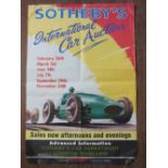 A VINTAGE SOTHEBY'S INTERNATIONAL CAR AUCTIONS POSTER, 78 x 53.5 cm