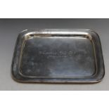 A HALLMARKED SILVER TRAY - BIRMINGHAM 1914, having golf club engraving, approx weight 295g, W 27 cm