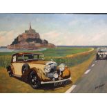 RAM FREMONGER (?) (XX). Two vintage Bentley motor cars, with St Michaels Mount in the background,