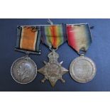 A TRIO OF WWI MEDALS AWARDED TO 8916 PTE J MORTON DORSET R