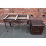 AN EDWARDIAN WASHSTAND. minus marble, together with a small painted box, W 55 cm (2)