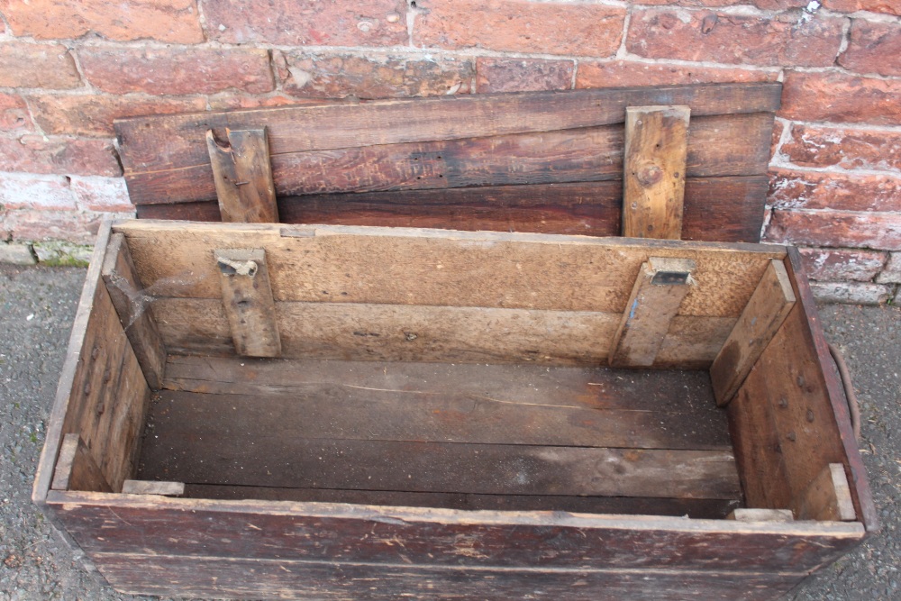 TWO VINTAGE BANDED PACKING TRUNKS, both with stencilled initials and paper luggage labels, - Image 13 of 13