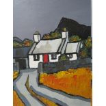 DAVID BARNES (XX / XXI). Welsh School. A mountainous landscape with cottage. Signed verso, oil on