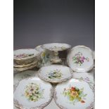 A LATE 19TH / EARLY 20TH CENTURY DAVENPORT CHINA DESSERT SET, comprising three footed comports and