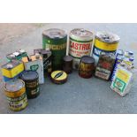 A SELECTION MOSTLY OF OIL CANS / LUBRICANTS, to include 5 gallon examples- Castrol, Duckhams etc,