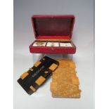 LATE 19TH / EARLY 20TH CENTURY BEZIQUE MARKER AND PLAYING CARD SET, comprising one ebonised and