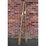 A PAIR OF VINTAGE WOODEN OARS, approx L 210 cm