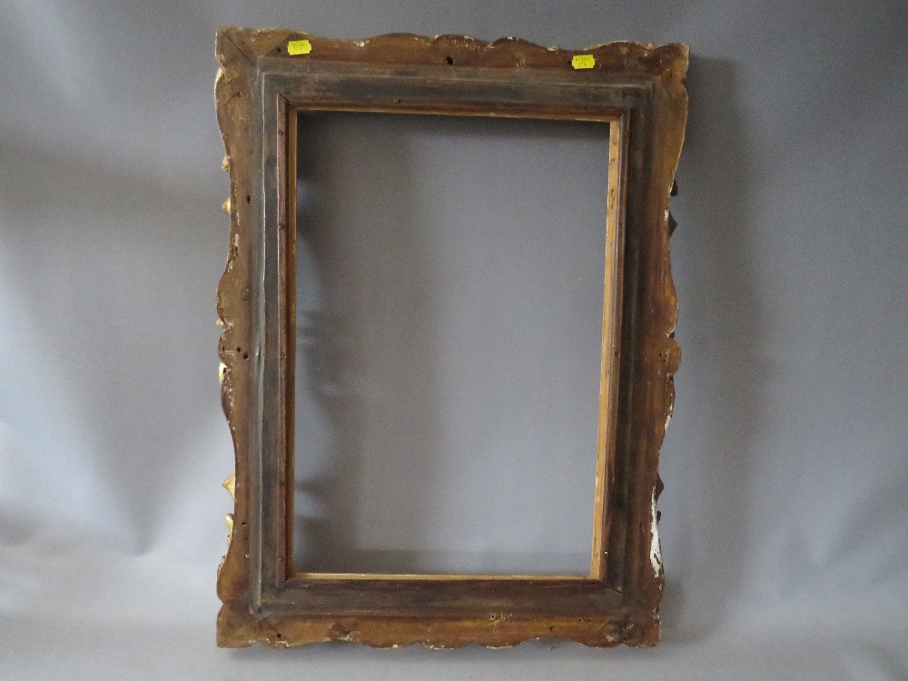 A 19TH CENTURY CARVED WOODEN GILT SWEPT AND PIERCED FRAME, with integral slip, frame W 7.5 cm, - Image 6 of 6