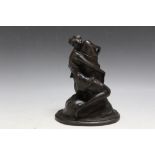 B ZACH - A BRONZE MODEL ENTITLED 'THE HUGGER', having a scantily clad female embracing a male