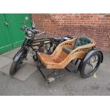 A BSA MODEL "K" MOTORCYCLE 557cc MANUFACTURED 1914 TOGETHER WITH A PERIOD WICKER SIDECAR, the