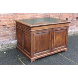 A NINETEENTH CENTURY ARCHITECTS DESK, having inset green leather surface, the hinged adjustable
