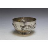 A CHINESE SILVER DRAGON BOWL, makers mark to base rim, approx weight 172g, Dia 10.75 cm