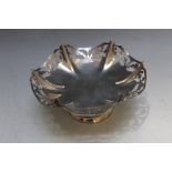 A HALLMARKED SILVER PIERCED EDGE BON BON DISH BY VINERS LTD - SHEFFIELD 1939, on footed base, approx