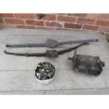 A BSA THREE SPEED GEAR BOX NO. 13574/13, together with two lead springs and a selection of vintage