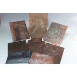 EIGHT TWENTIETH CENTURY COPPER ETCHING PLATES, mainly figurative with one white metal etching