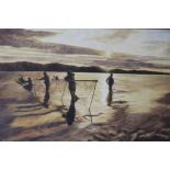 DON STYLER (1900 - 2000). 'The Salmon Fishermen' see verso. Signed lower right and dated 1986