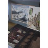 A FOLIO OF ASSORTED PENCIL DRAWINGS, WATERCOLOURS AND SKETCHES, to include landscapes, figurative