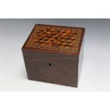 A TUNBRIDGE SINGLE SECTION TEA CADDY, W 12.5 cm