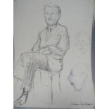 WILLIAM COLDSTREAM (XX). A study of a seated gentleman. Signed lower right, pencil on paper,