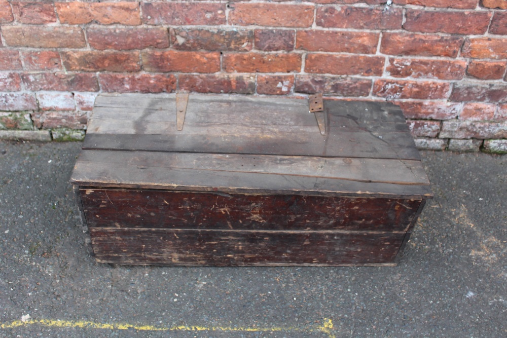 TWO VINTAGE BANDED PACKING TRUNKS, both with stencilled initials and paper luggage labels, - Image 11 of 13
