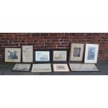 A QUANTITY OF ENGRAVINGS AND PRINTS, to include an engraving of 'The West Prospect of Portsmouth, in