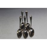 A COLLECTION OF FIVE EARLY HALLMARKED SILVER SPOONS WITH CREST OF A BIRD PERCHED ON A BUGLE, to