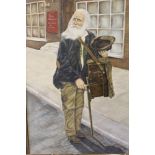 DON STYLER (1900 - 2000). A street scene with bearded man with hurdy gurdy type box, 'Years Gone
