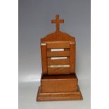 St Mary's Abbey - A SMALL EARLY TWENTIETH CENTURY OAK ECCLESIASTICAL DOUBLE SIDED TABLE NOTICE BOARD