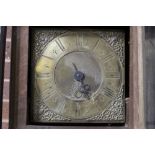 AN EARLY NINETEENTH CENTURY OAK 30 HOUR BRASS FACED LONGCASE CLOCK, France - Warrington, the 11"