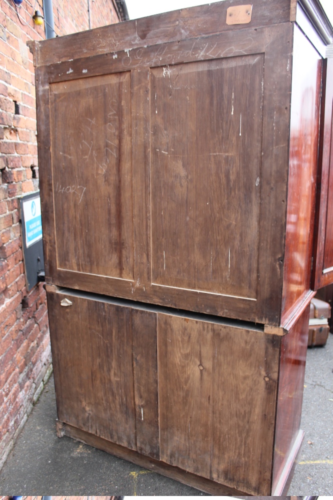 A GEORGIAN MAHOGANY LINEN PRESS, the twin door upper section opening to a space for shelves (No - Image 7 of 7