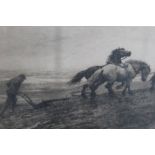 HERBERT DICKSEE 1899. A ploughing scene 'The Last Furrow'. Signed with initials in plate lower