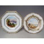 AN EARLY NINETEENTH CENTURY SPODE CABINET PLATE, the central painted panel depicting 'Steine View of