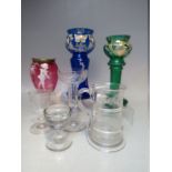 A SELECTION OF LATE NINETEENTH / EARLY TWENTIETH CENTURY GLASSWARE, to include an illusion glass,