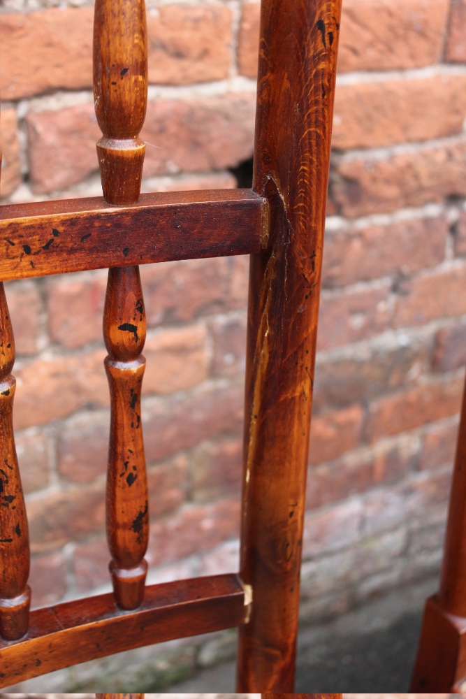 A SET OF EIGHT OAK AND WICKER SEAT CHAIRS, with typical spindle backs (7 + 1) - Image 4 of 5