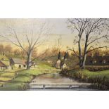 ROY KRATY (XX). British School. A scene of Upper Slaughter in the Cotswolds, see verso. Signed lower