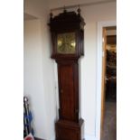 A NINETEENTH CENTURY OAK AND MAHOGANY 8 DAY BRASS FACED LONGCASE CLOCK, by Harley & Sons - Salop,