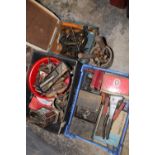 A SELECTION OF SMALL SPANNERS, plus a radio case containing various engineers tools, grips,