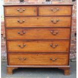 A LATE 19TH / EARLY 20TH CENTURY MAHOGANY AND INLAID CHEST OF DRAWERS, having two short above four