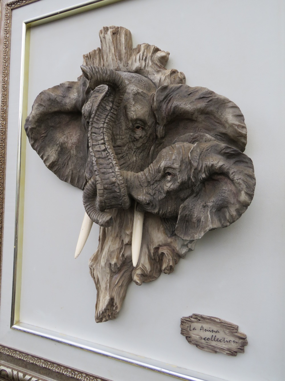 CROSA (XXI) - A RESIN SCULPTURE OF TWO ENTWINED ELEPHANT HEADS FORMING THE SHAPE OF AFRICA, - Image 2 of 8