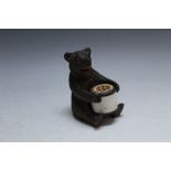 A BLACK FOREST BEAR COTTON REEL HOLDER, H 9 cm