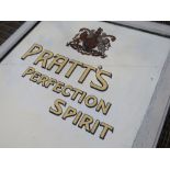 A VINTAGE 'PRATT'S PERFECTION SPIRIT' MIRROR, in a white painted frame