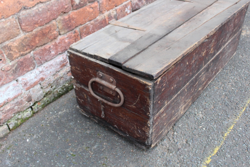 TWO VINTAGE BANDED PACKING TRUNKS, both with stencilled initials and paper luggage labels, - Image 12 of 13